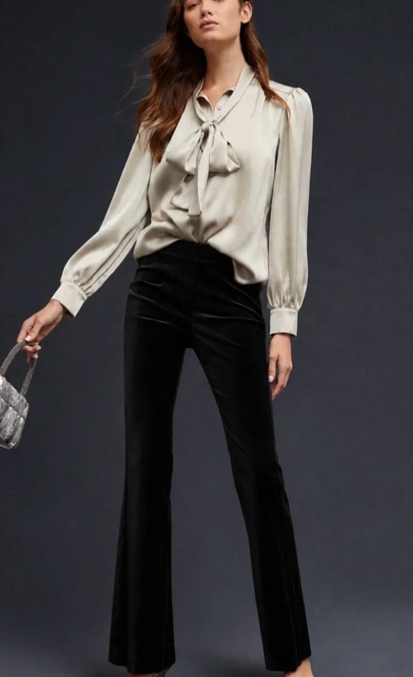 Anthropologie Black Suede Wide Leg Pants